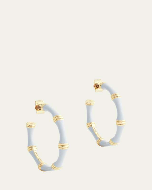 Bamboo Enameled Hoop Earrings